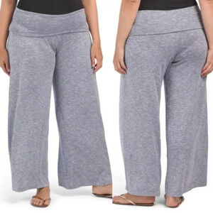 La Blanca Beach Pallazo Wide Leg Cover Up Pants Size 3X Fold Over Knit Blue